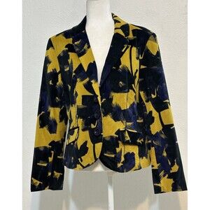 Emil Rutenberg Size 14 Velvet Abstract Lined Blazer Jacket Career Fall Tímeles